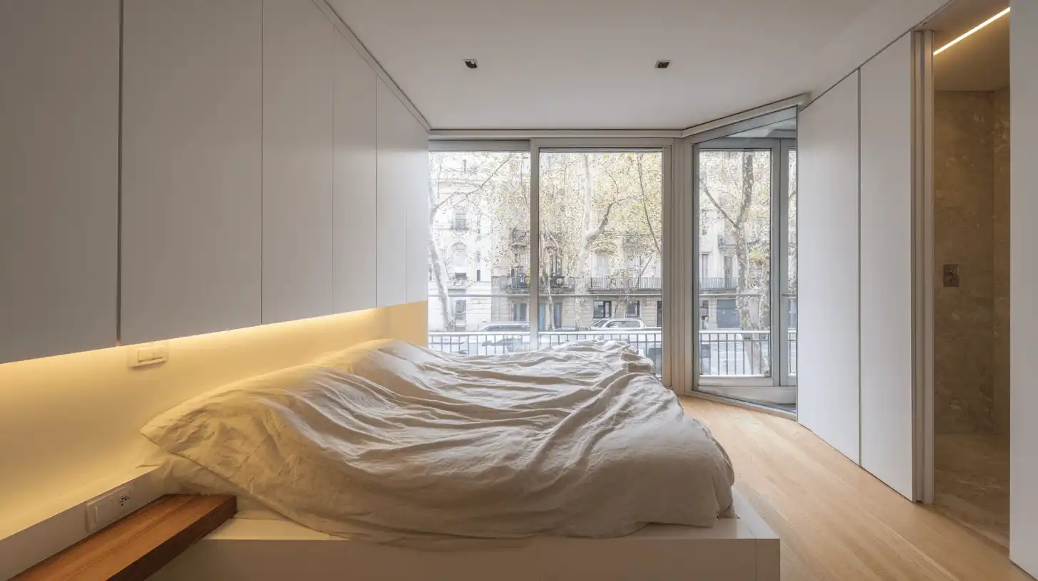 Dormitorio principal reformado con mucha luz natural en Sabadell